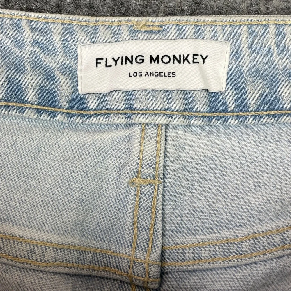 Flying Monkey Jort Shorts Womens 28 Light Blue Denim Raw Hem High Rise BY4769